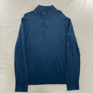 Banana Republic Mens XL Sweater Navy Blue Pima Cotton Cashmere Modern 1/4 Zip